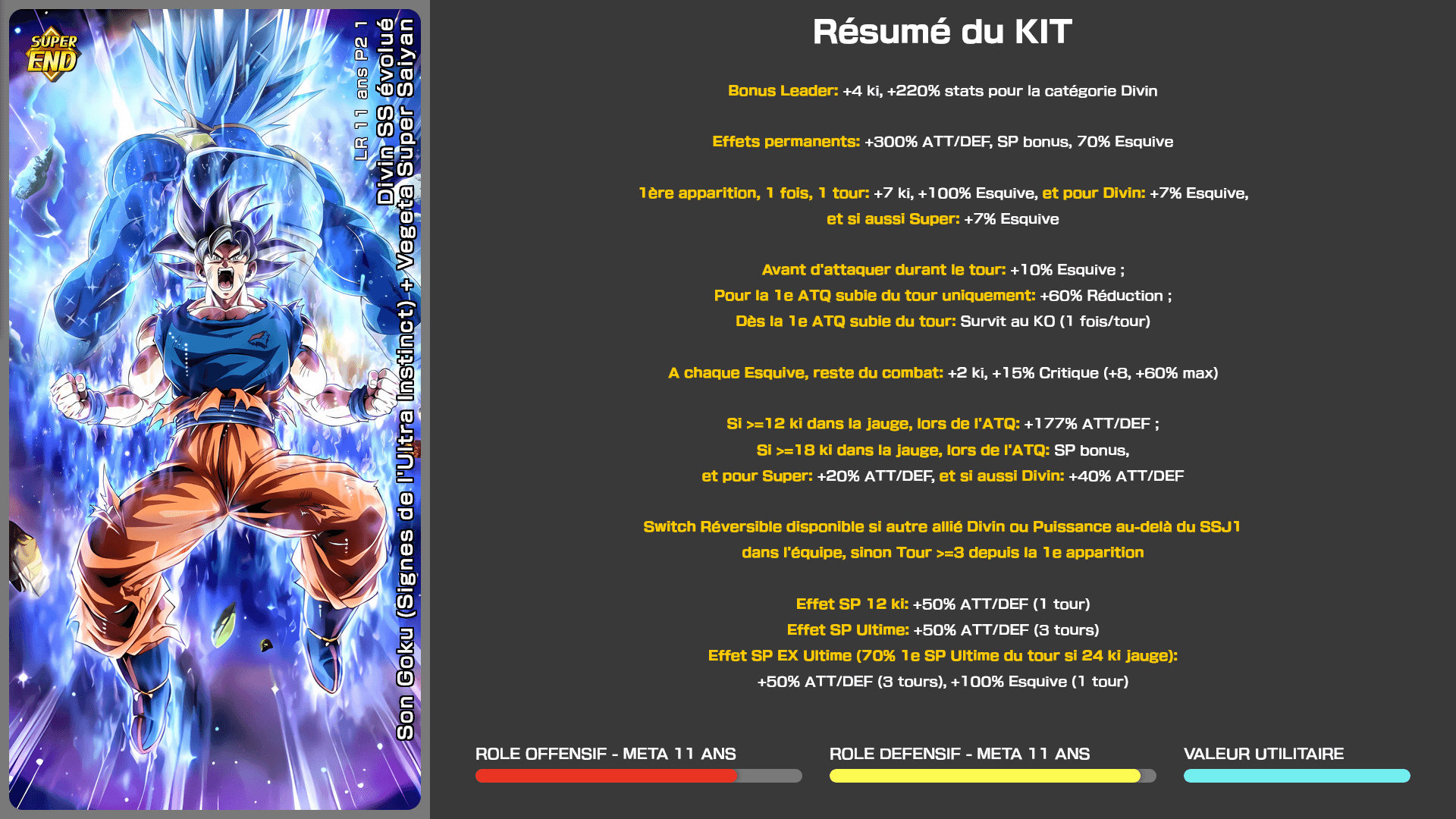Fiche n°1Son Goku (Signes de l'Ultra Instinct) + Vegeta Super Saiyan Divin SS évolué : Défi lancé à la force absoue