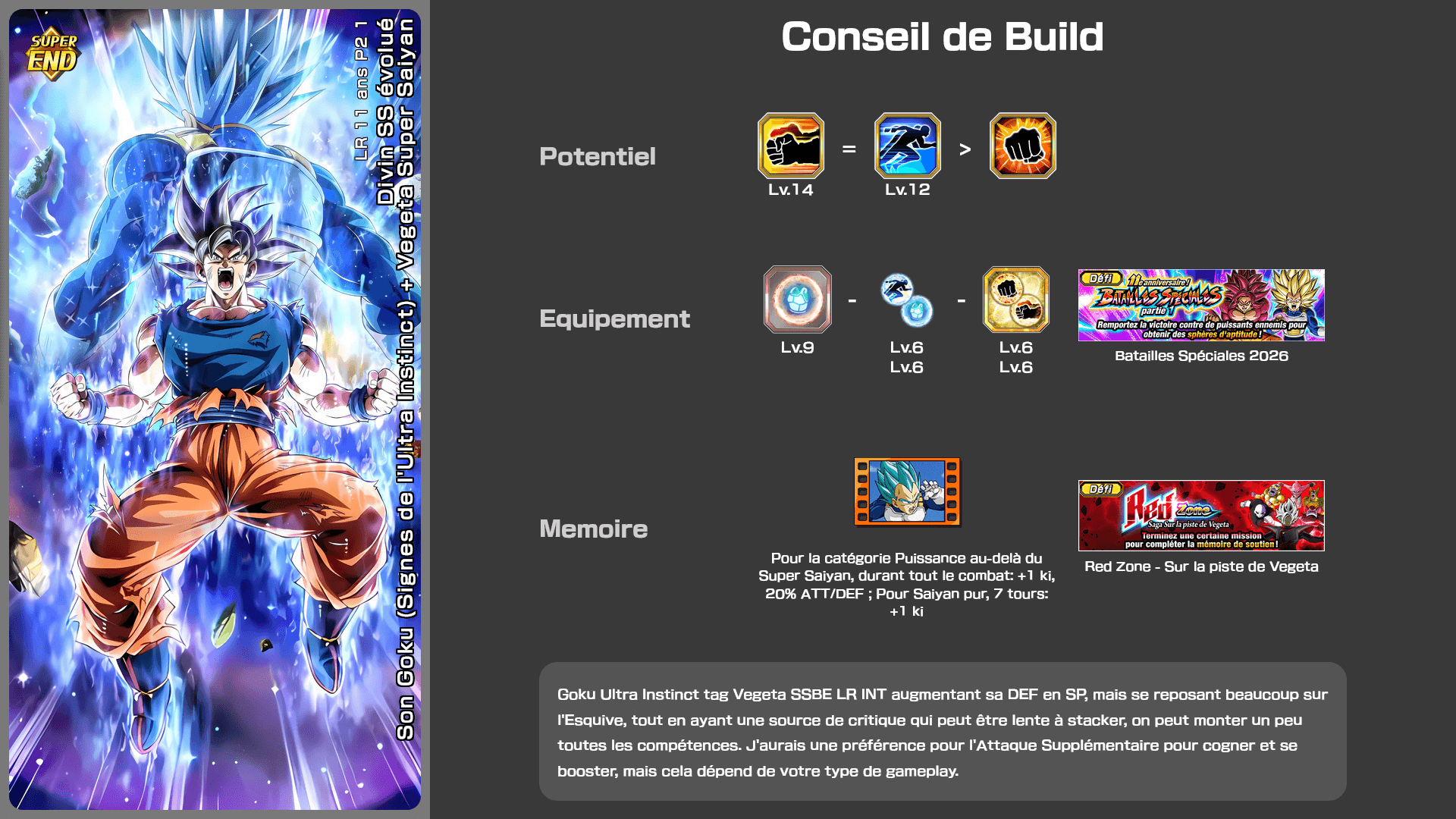 Fiche n°2Son Goku (Signes de l'Ultra Instinct) + Vegeta Super Saiyan Divin SS évolué : Défi lancé à la force absoue