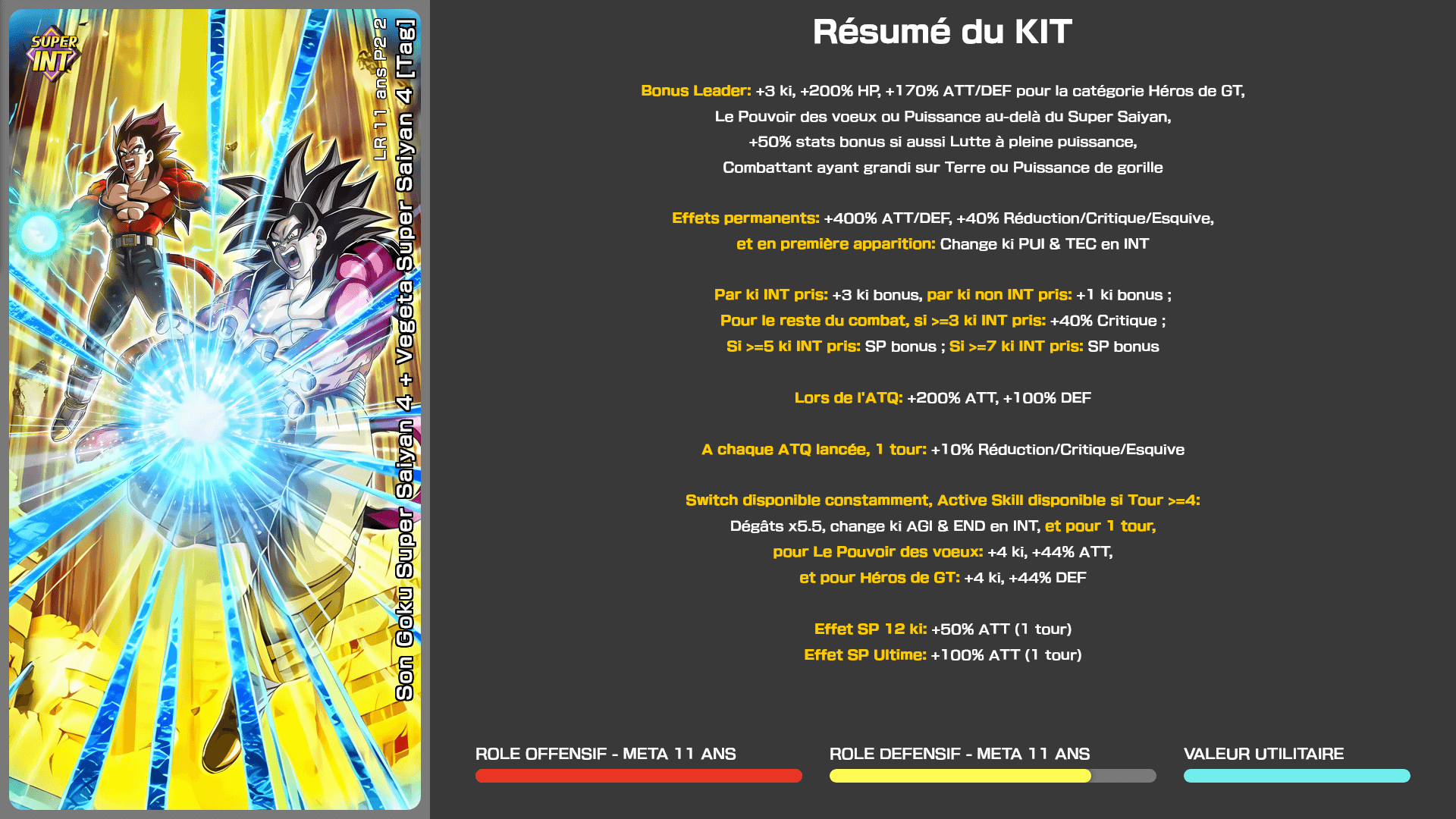 Fiche n°1Son Goku Super Saiyan 4 + Vegeta Super Saiyan 4 [Tag] : Ultime lutte contre les dragons maléfiques