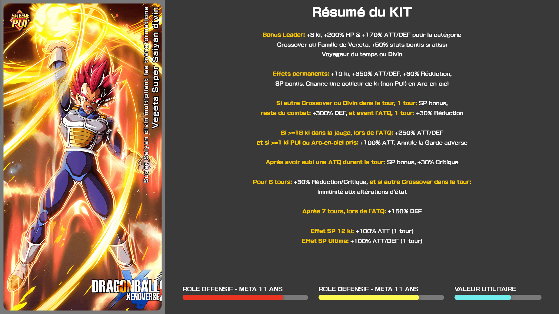 Fiche n°1Vegeta Super Saiyan divin [AS] : Super Saiyan divin multipliant les transformations
