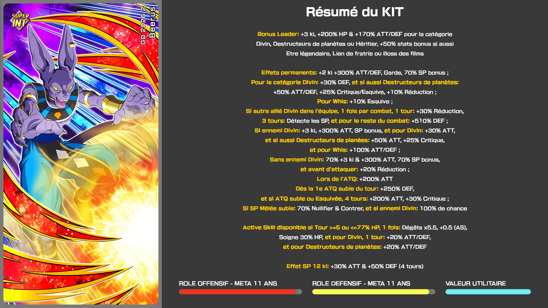 Fiche n°1Beerus : Une force destructrice colossale