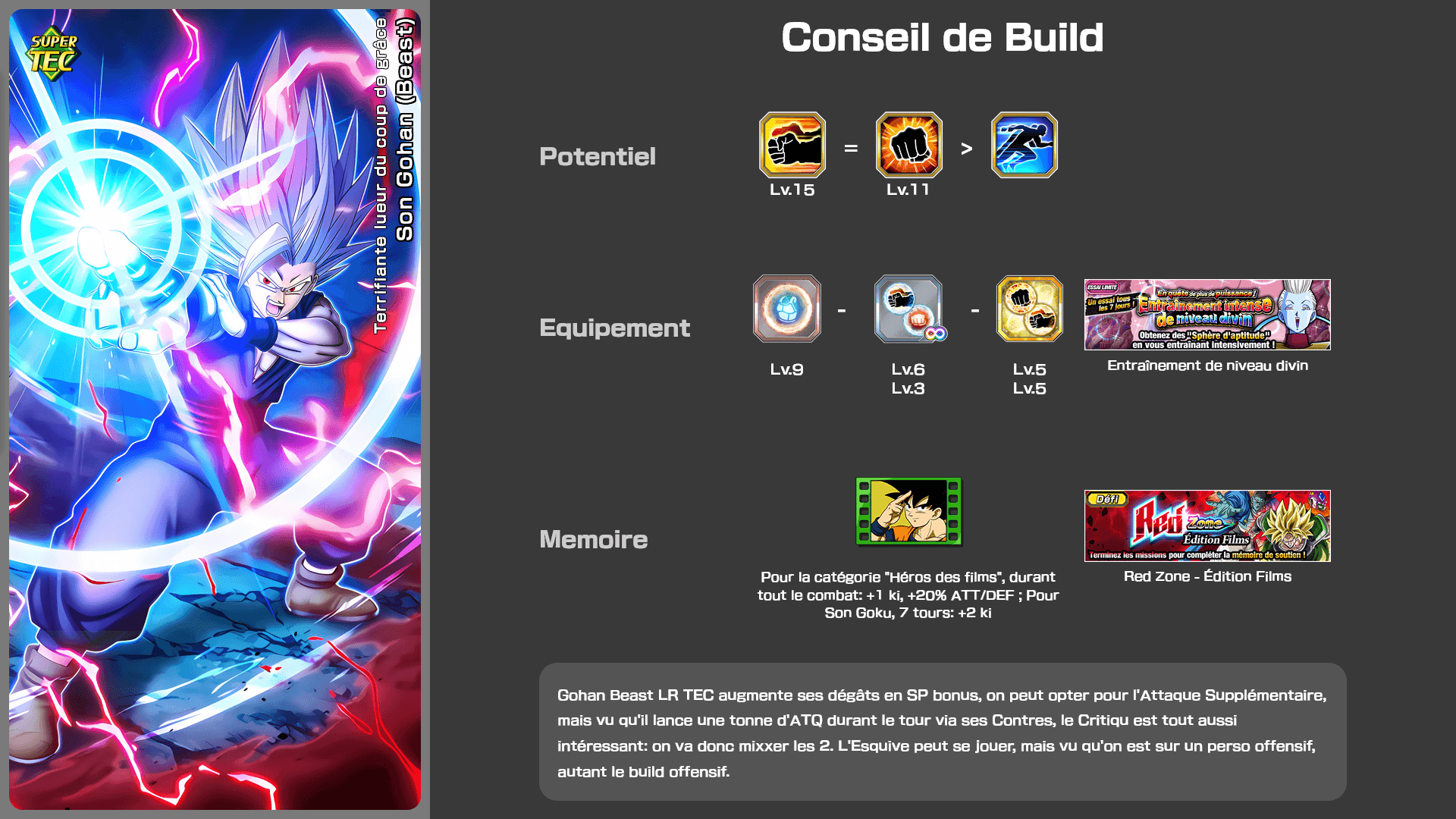 Fiche n°2Son Gohan (Beast) : Terrifiante lueur du coup de grâce