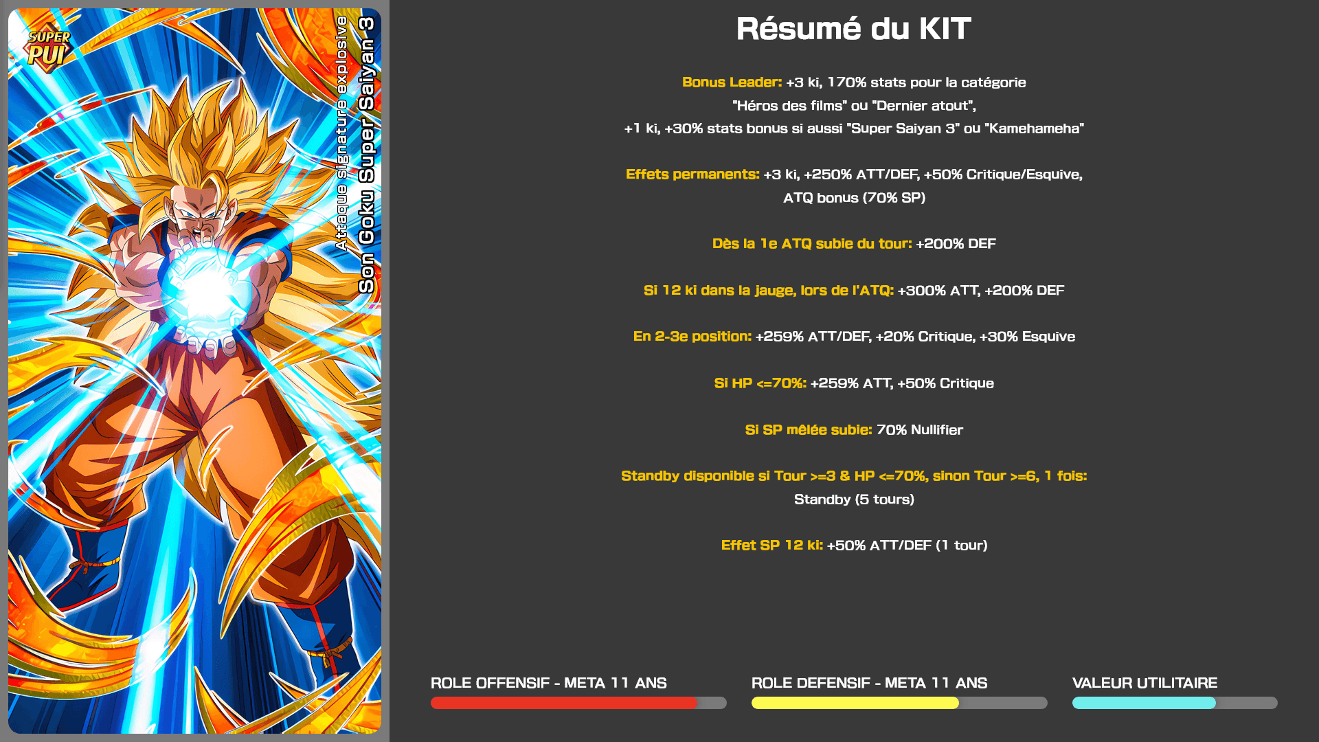 Fiche n°1Son Goku Super Saiyan 3 : Poing mortel explosif