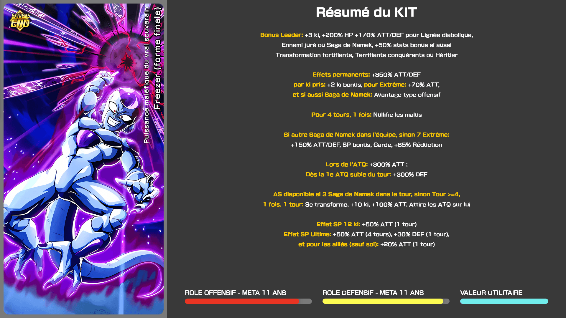 Fiche n°1Freezer (forme finale) : Puissance maléfique du vrai souverain