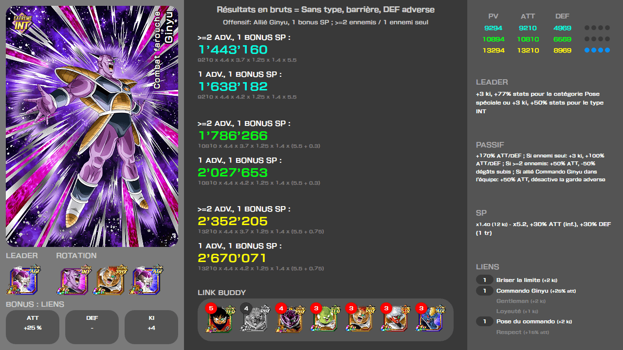 Fiche n°2Ginyu : Combat farouche