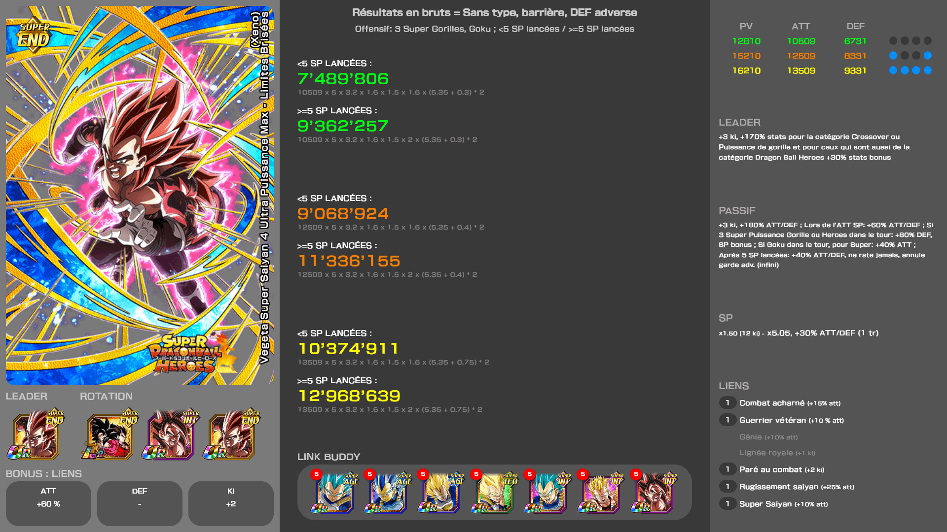 Fiche n°2Vegeta Super Saiyan 4 Ultra Puissance Max - Limites Brisées (Xeno) : Percée pour déterminer le dénouement
